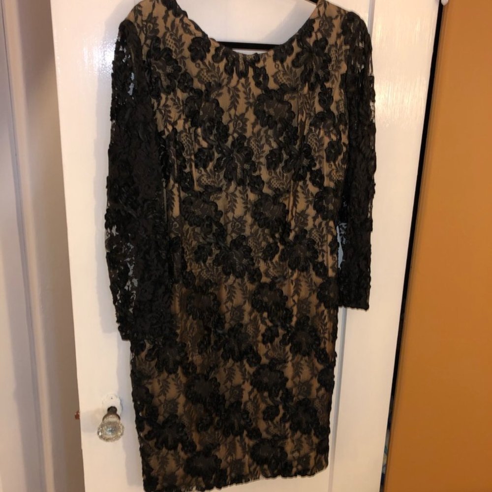 Vintage 60s Cocktail Dress in Black Ribbon Lace